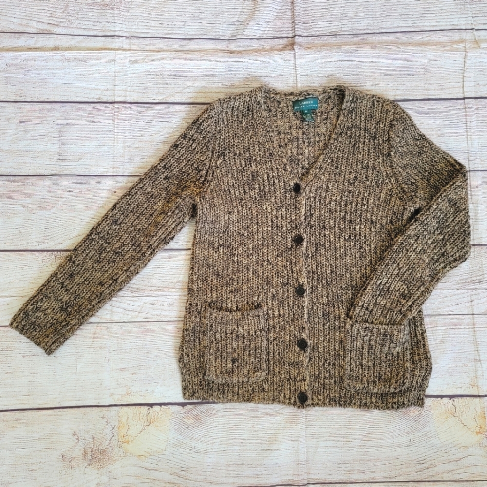 Lauren Ralph Lauren Button Front Sweater Linen Cotton Medium
